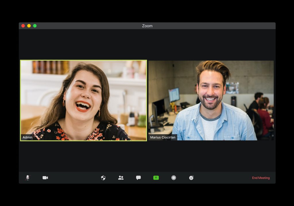 A man and woman are on a video call