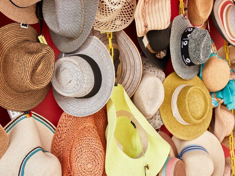Straw hats on the wall